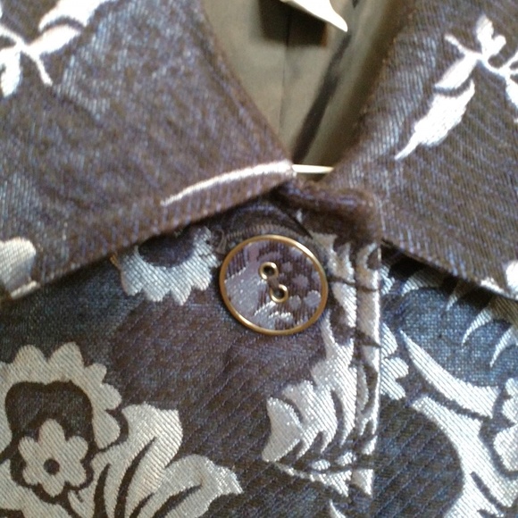 Chico's Beautiful Blue Brocade Jacket - Picture 6 of 7